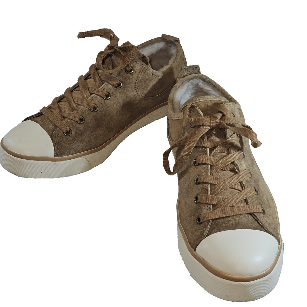 UGG Chestnut Brown Suede Women's Sneakers Evera 1888, sheepskin lining, Size 7.5